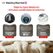 Lavadora LG tanque interior puerta abierta WD22VV2S6BR